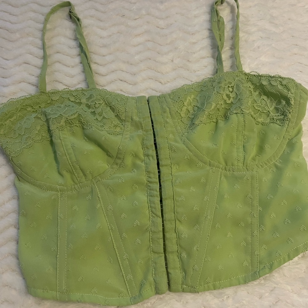 Pacsun green lace corset bustier top